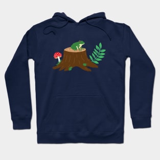 Frog on a tree stump Hoodie